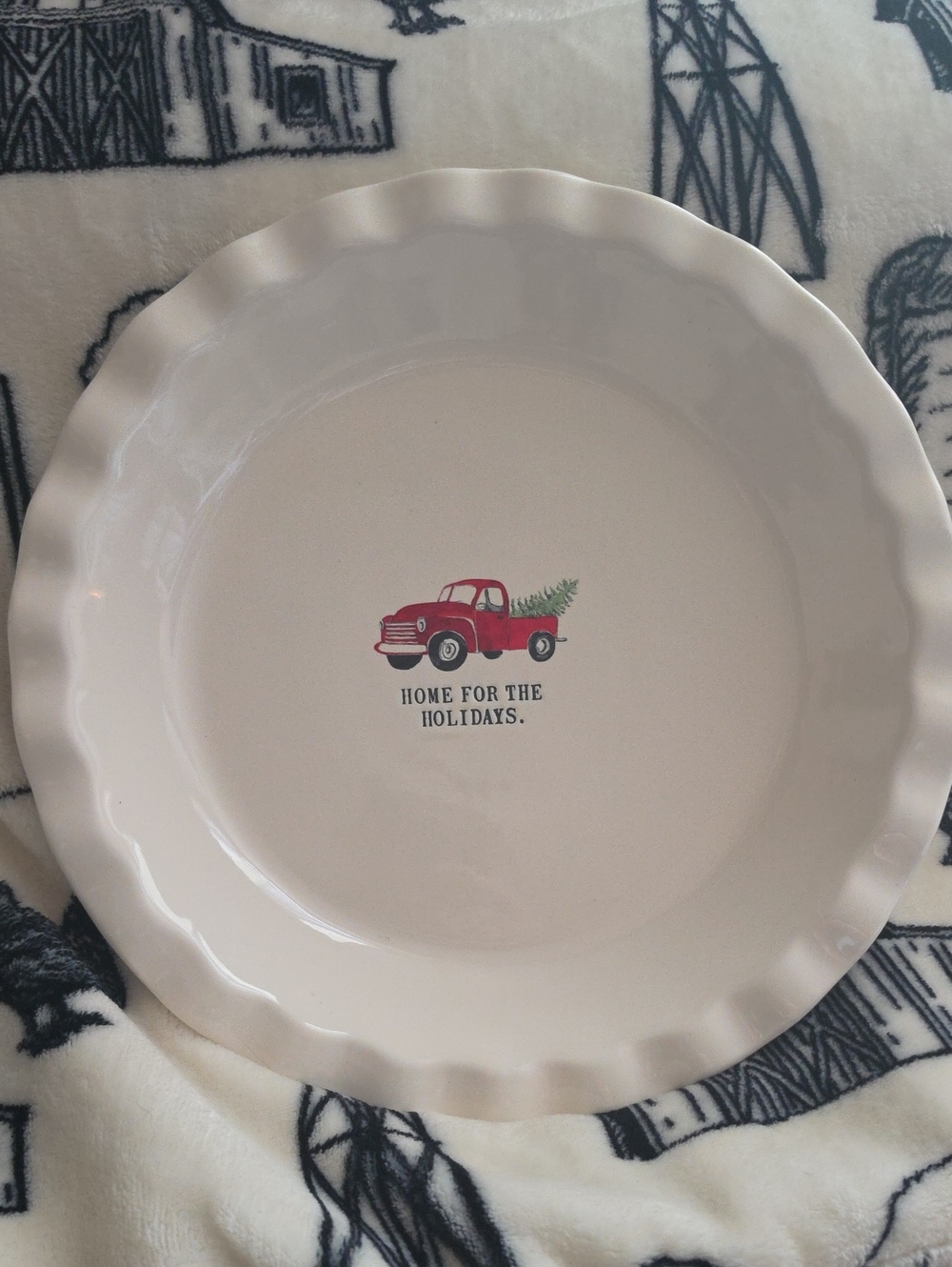 Rae Dunn Home For The Holidays Red Truck Pie Plate